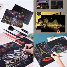 나이트뷰 스크래치페이퍼 컬러링 아트북 성인취미미술, 상세페이지 참조, 3)스크래치북(나이트뷰) (C-07)싱가포르, 상세페이지 참조