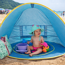 REGN KC인증 바닷가 물놀이 원터치텐트 모래놀이 미니 그늘막, 02. 기본블루, 1개