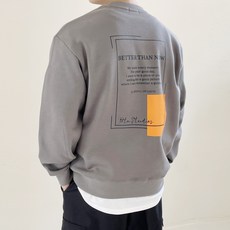 男款寬鬆方形文字印花刷絨長袖衛衣