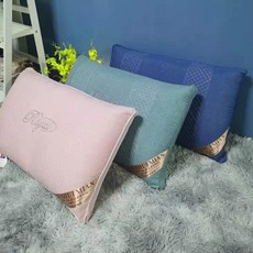 핫멜트 베개는 성인 베개 코어 빨 수있는 목 베개 이중 단일 호텔 베개 항균 수면 보조 베갯잇을 변형시키지 않습니다., 48*74CM (2), 항균 자수 핫 멜트 베개-핑크