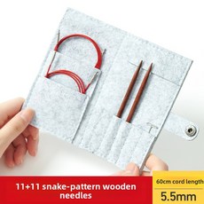 푸라다 뱀피 무늬 원형 바늘 세트 손뜨개질 도구 키트 분리형 홈 텍스타일 DIY 바느질 재료, 8 펠트 뱀무늬 나무 11+11 [5.5mm] 20 6
