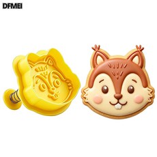DFMEI 3D卡通動物彈簧模餅乾模具立體曲奇磨具壓花模烘焙按壓式塑料模具, 1個, 款式五:花色