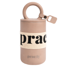 [프랙티] 보온보냉 스테인리스 루프 이중스텐 미니 소형 휴대용 텀블러(내용량 400ml), 브라운, 1개, 500ml