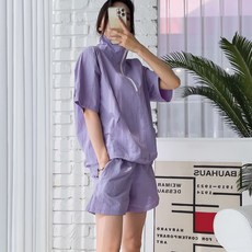 薄荷色 Winnie 中性情侶裝短袖風衣套裝防風運動衫套裝運動衫運動衫拉鍊短袖赤褐色夏季新款度假裝短褲