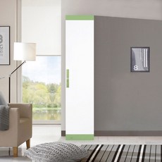 솜씨방 심플 친환경 E0 400 틈새옷장 (이단봉형) 낮은 신혼부부 원룸, 그린화이트