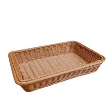 籐編收納籃 仿籐編 手工編織 收納筐 麵包籃 水果籃 置物籃 桌面收納 多功能收納籃 收納, 1個, 編織收納盤(棕)大40*30*8CM