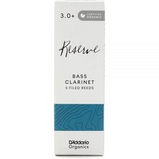 D'Addario 오가닉 리저브 베이스 클라리넷 리드 - 클라리넷용 리드 - 개별 밀봉 - 3.0 강도 5팩, Strength 3.0+