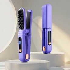 RichMagic 2 in 1 무선 휴대용 빗 고데기 /매직기 대용량 배터리 어디든지 사용 가능, 자주색