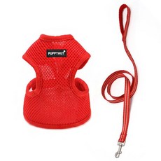 SB수빈스토어 간편착용 하네스 셋트 레드 M 강아지하네스 강아지몸통줄 반려견하네스