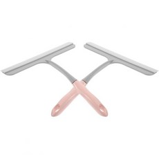 힐리프티 2pcs 로즈 컬러 T자형 실리콘 자동차 물 스크래퍼 세트 앞유리용 휴대용 유리 와이퍼 백미러 샤워기 및 가정용 창문 청소 도구