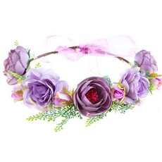 브라이덜샤워 화관 여성 머리띠 웨딩 화환 신부 셀프웨딩 보헤미안 소녀 꽃 파티 해변 왕관 헤어밴드, 라벤더