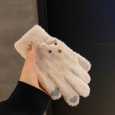 女士手套 高顏值 防風保暖 手套 冬季手套冬天女ins可愛加絨保暖防寒觸屏軟妹騎車學生五指騎行秋冬季