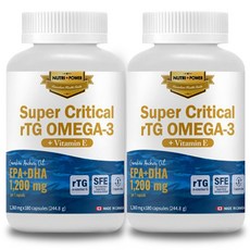 뉴트리파워 고함량 초임계 알티지 오메가3 고순도 1360mg 180캡슐, 180정, 2개