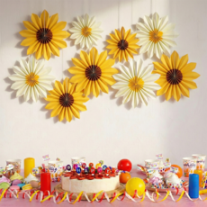 도르 페이퍼팬 데코 9종 장식 세트 파티 용품 인테리어 선물, 해바라기