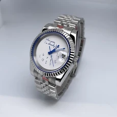 마카론 39mm 오토매틱 시계 날짜 DJ 플루티드 베젤 사파이어 글래스 NH35 무브먼트 식 스테인리스 스틸 럭