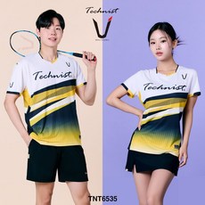 테크니스트 배드민턴 티셔츠 반팔 상의 화이트 옐로우 블랙 TNT6535 남성 여성 경기복