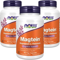 NOW Foods L-蘇糖酸鎂素食膠囊, 90顆, 3罐