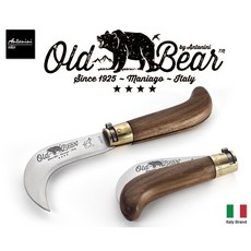 義大利 Antonini Knives Old Bear Billhook彎刀核桃木柄折刀【OB001PU】, 1個, Brown