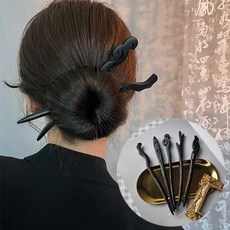 우아한 클래식 나무 올림머리 젓가락 뒤꽂이 비녀, 1개, 물결_AH175