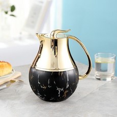 歐式保溫壺家用大容量保溫水壺暖水壺熱水瓶結婚保溫瓶, 銀黑色, 1個