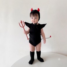 嬰兒惡魔變裝服, 黑色小惡魔80cm+帽子, 1個