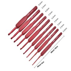 알루미늄 레드 크로셰 훅 롱 핸들 뜨개질 바늘, 1개