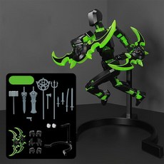 재미있는 3D 프린트 야광 가동 다관절 로봇 마네킹 액션 피규어 미니 블록 조립 키덜트 피젯 토이 장난감 장식 소품, 야광흑녹 sps412, 1개