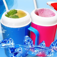 슬러시 슬러쉬 메어커 컵 슬러쉬기 보틀 만들기 퀵 매직아이스 보냉병 어린이음료수병, 1개, 1ml, 핑크