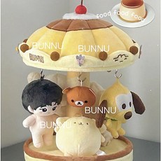 푸딩 회전목마 키링 보관함 디스플레이 랙 진열대, 푸딩 12후크 수동 회전