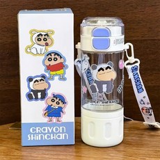 딜리고 짱구 원터치 더블 짱구 물통 화이트 어깨끈포함 가벼운물통 나들이물통 실용적인디자인