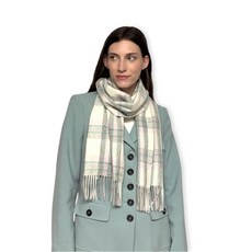 Humble Hilo 울 스카프 헤리티지 격자무늬 씨폼 블루 140694, 오프 화이트, 그레이 및 터쿼이즈