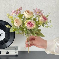 수국 알륨 조화 인테리어 부쉬 다발 장식 꽃 촬영 컬러, 마그 모란 퍼플 1송이