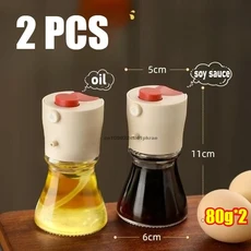 유리 오일 스프레이 병 간장 식초 디스펜서 및 붓기 기능을 위한 미니 조미료 식품 등급으로 제작됨, 03 2PCS-80g