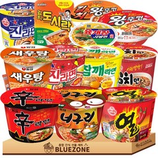 용기컵라면 12종 1세트 농심(신라면+너구리+새우탕+육개장사발면)+오뚜기(진라면매운+김치면+열라면+참깨)+팔도(왕뚜껑+김치왕뚜껑+팔도도시락+김치도시락), 1박스