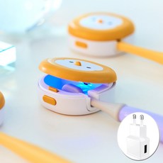 (충전기증정)울트라웨이브 UVC LED 휴대용 무선 칫솔살균기 치카 CHICKA 가정용 살균기 어린이집 어린이칫솔 세트 칫솔 소독기 칫솔 케이스, 치카 칫솔 살균기 노랑+랜덤사은품