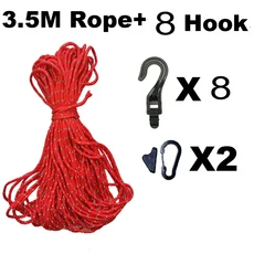 3.5-5m 캠핑 여행 빨랫줄 휴대용 조절 하이킹 호텔 세탁 옷 라인 미끄럼 방지 로프, 09 Red 3.5M