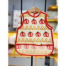 모이몰른 이유식턱받이 토토조끼형배가리개 방수기능이 있는 토마토 그래픽의 조끼형 비닐배가리개 M2454RW15P