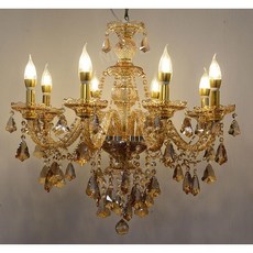 샹들리에 조명 거실 대형 샹제리제 식탁등, 8 헤드 앰버 골드 팩 설치