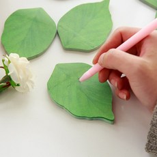 예삐스토어 나뭇잎 스티키 메모잇 단풍잎 잎사귀 점착식 메모지 떡메 모지 은행잎, 3세트, 50매, 그린