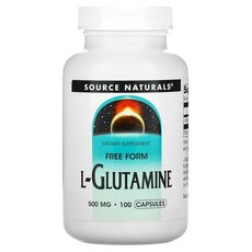 Source Naturals L-Glutamine 500mg Capsules 소스 네추럴스 L-글루타민 500mg 캡슐, 4개, 100정