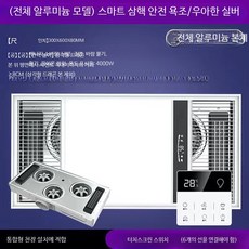 욕실 천장형 LED 조명 일체형 난방기 환풍기 벽걸이형 전기히터 겨울용 가정용온풍기, 알루미늄 삼중코어 이중 실버 터치 50년