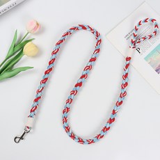 手工編織寵物牽引繩 創意寵物花朵牽引繩 馬卡龍配色寵物牽引繩, 1個, 紅藍白160cm