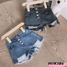 【手感細膩】新款女童春夏裝破洞牛仔褲2025韓版牛仔短褲兒童磨破鈕扣牛仔熱褲