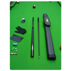 碳素臺球桿黑科技碳纖維桌球桿，斯諾克小大頭中式黑八9球桿入門撞球桿，專業檯球桿, 皓影黑單杆+杆桶（備註中頭大頭）, 1個