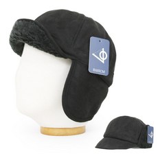 베이직엠 남성 여성 겨울모자 군밤장수 방한 볼캡 숏챙 이어머프 페이크 가죽, 블랙