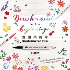 Pentel 飛龍 雙頭柔繪筆 粗細共30色 SESW30C, 淺藍色-T114, 1個