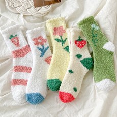 르미다 여성용 유니크 패턴 보온 수면 양말 5켤레 세트