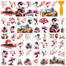 PVC 열전사 스티커 창문 컵 화분 데코 인테리어 14x14cm 12장세트 12가지 디자인, 인물