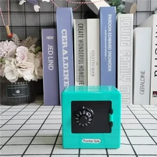 미니 은행 저금통 레트로 ATM 회전식 비밀번호 현금 동전 저축 상자 금고 자동 입금 지폐 크리스마스 선물, 02 cyan