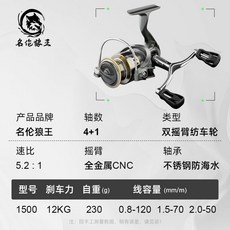 名倫 狼王 紡車輪 全金屬雙搖臂 無間隙 磯釣魚輪, 1500型淺綫盃 送平衡桿 微物